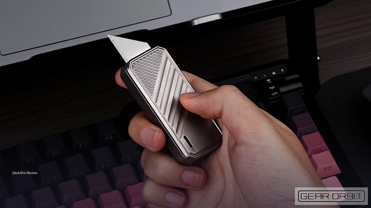 DeckShiv - magnetic fidget slider utility knife in titanium finish
