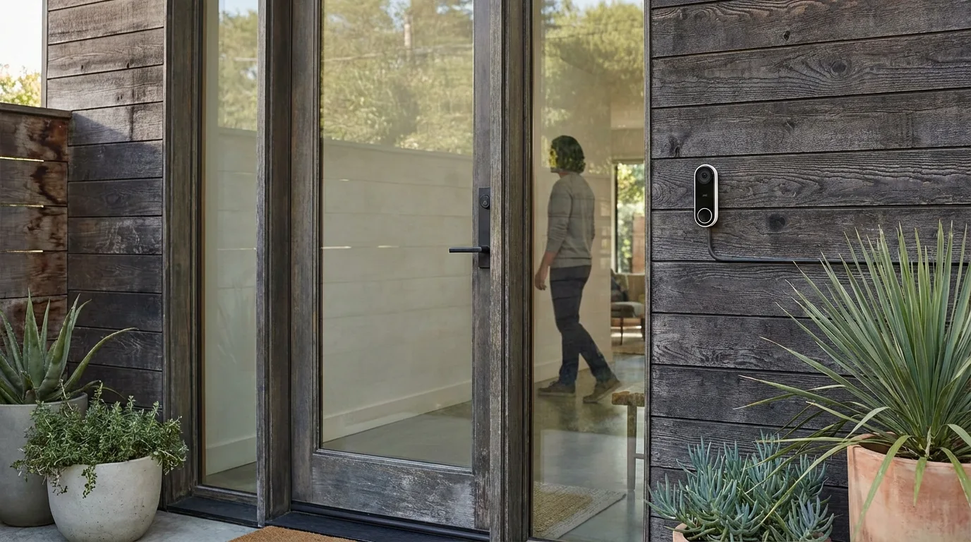 Google Nest Doorbell installed on modern home exterior wall